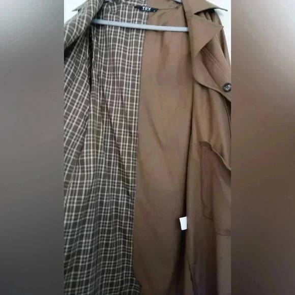 Tov Colorblock Plaid Classic Trench Coat - Picture 3 of 7